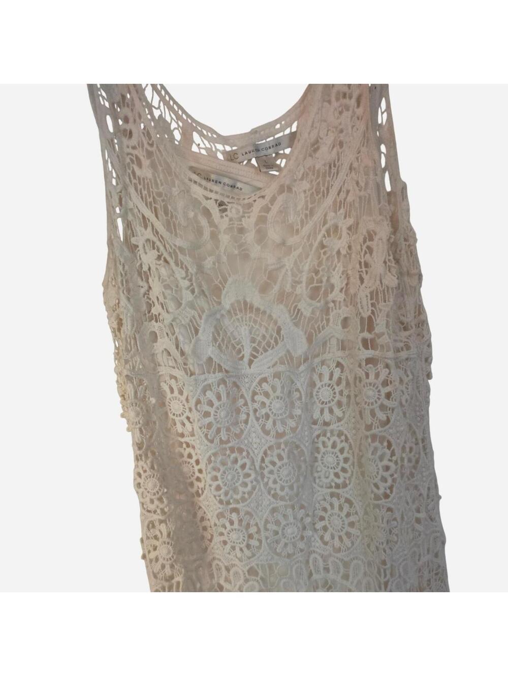 beige white lace dress Lauren Conrad size large